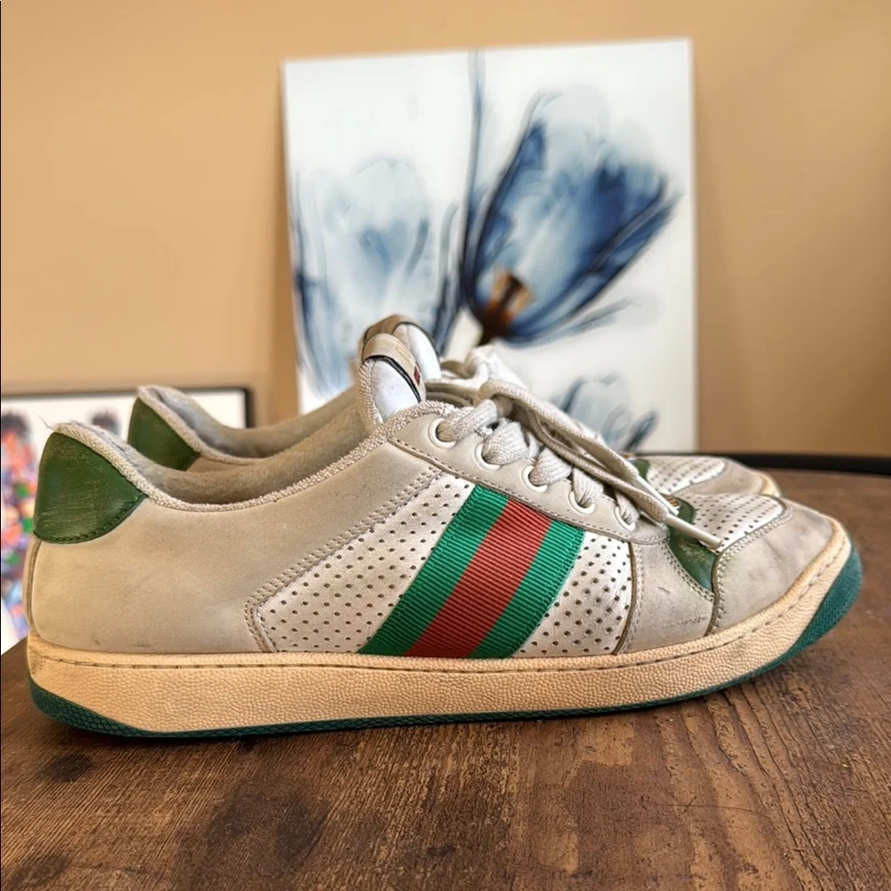 Gucci Men's Beige and Green Sneakers - Picture 3 of 3